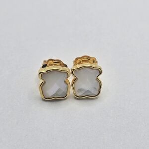 Tous Vermeil Over Silver Color Earrings with faceted mother of pearl 9mm